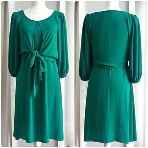 Maeve Anthropologie 'Valparaiso' Emerland Green Chiffon Tie Front Dress Womens 2